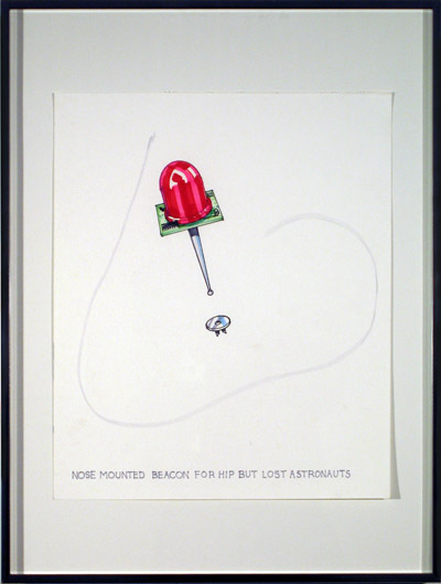 Nose Mounted Beacon For Hip But Lost Astronauts, 2007, marker on paper, 24 3/16 x 18 5/16 inches (61.5 x 46.2 cm)