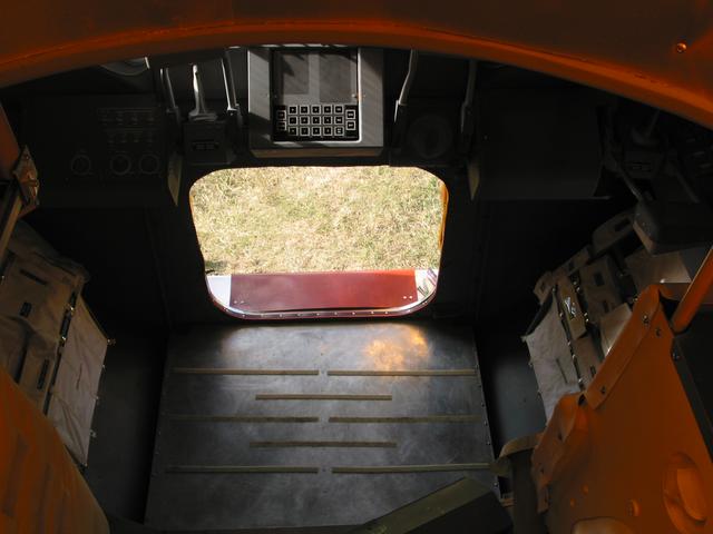 LEM, 2003-2007, 13'X11'X14', aluminum, steel, epoxy, wood, rubber, money
Interior, looking from docking tunnel to front hatch